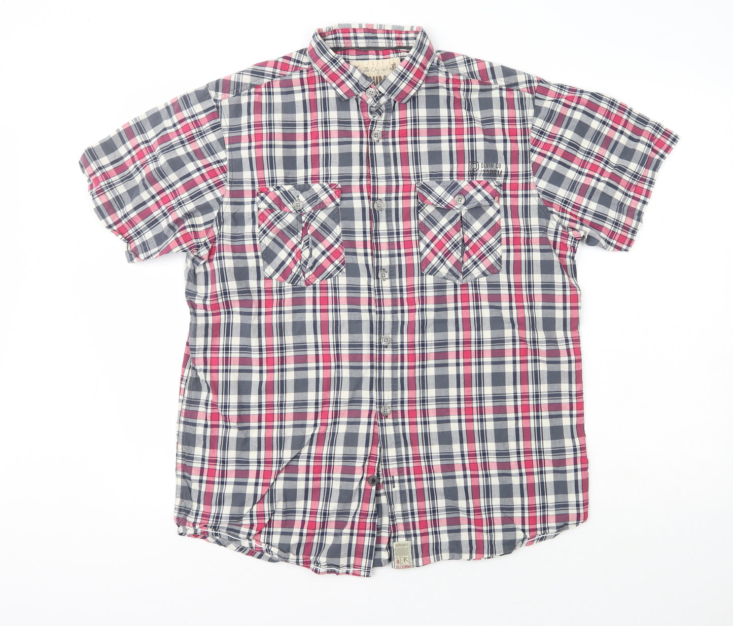 DenimCo  Mens Multicoloured Plaid Cotton  Button-Up Size L Collared