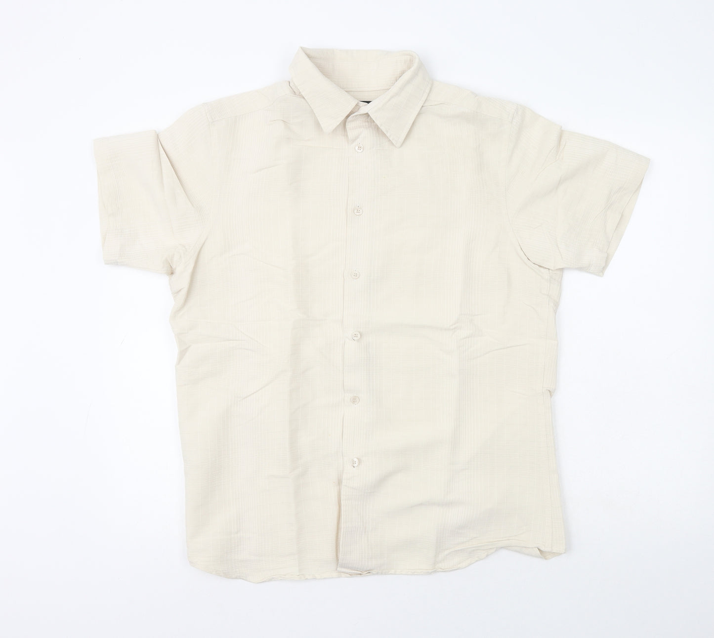 Marks and Spencer  Mens Beige  Viscose  Button-Up Size M Collared