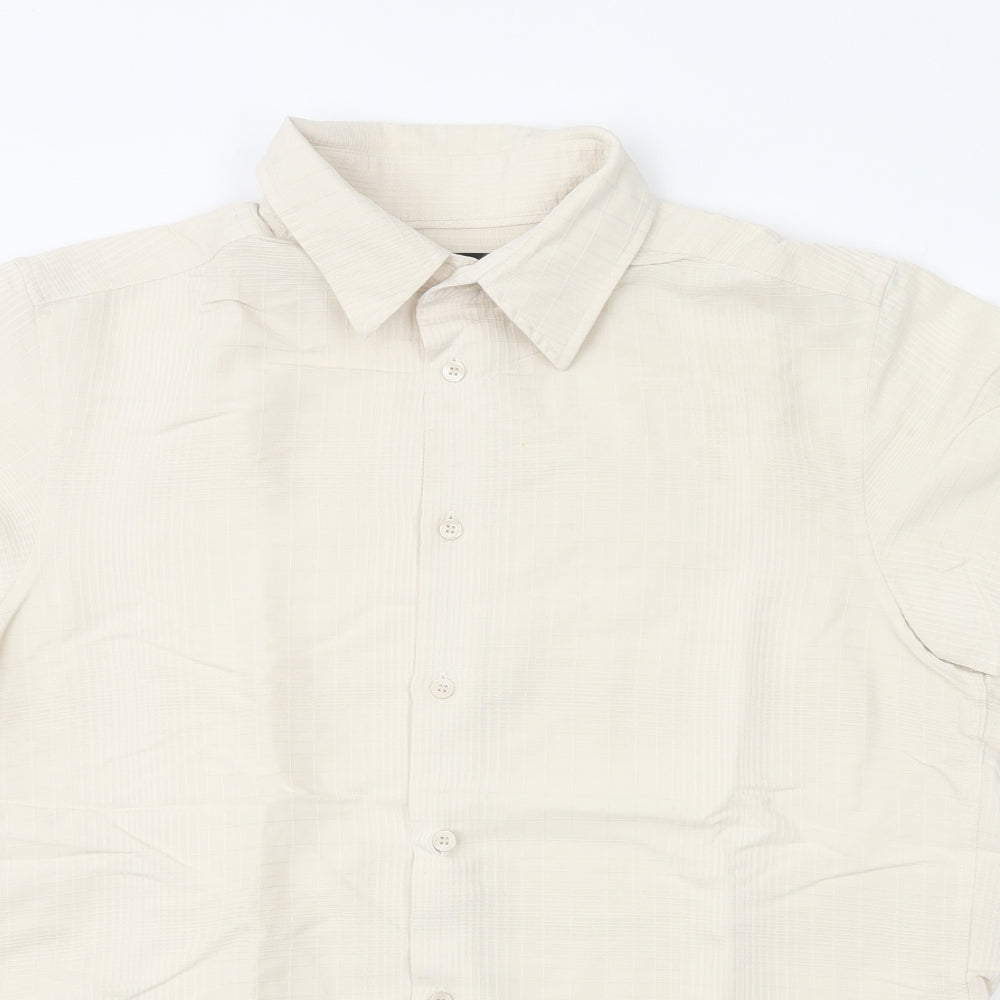 Marks and Spencer  Mens Beige  Viscose  Button-Up Size M Collared