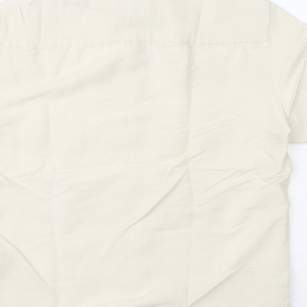 Marks and Spencer  Mens Beige  Viscose  Button-Up Size M Collared