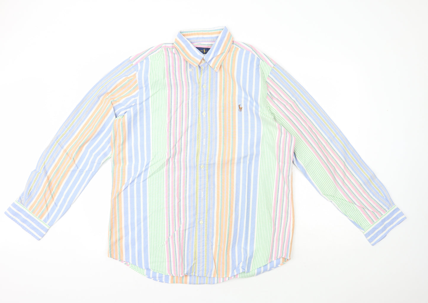 Ralph Lauren Mens Multicoloured Striped Cotton  Button-Up Size L Collared