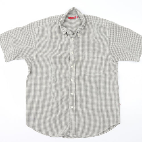 MX Active  Mens Green Plaid Polyester  Button-Up Size M Collared