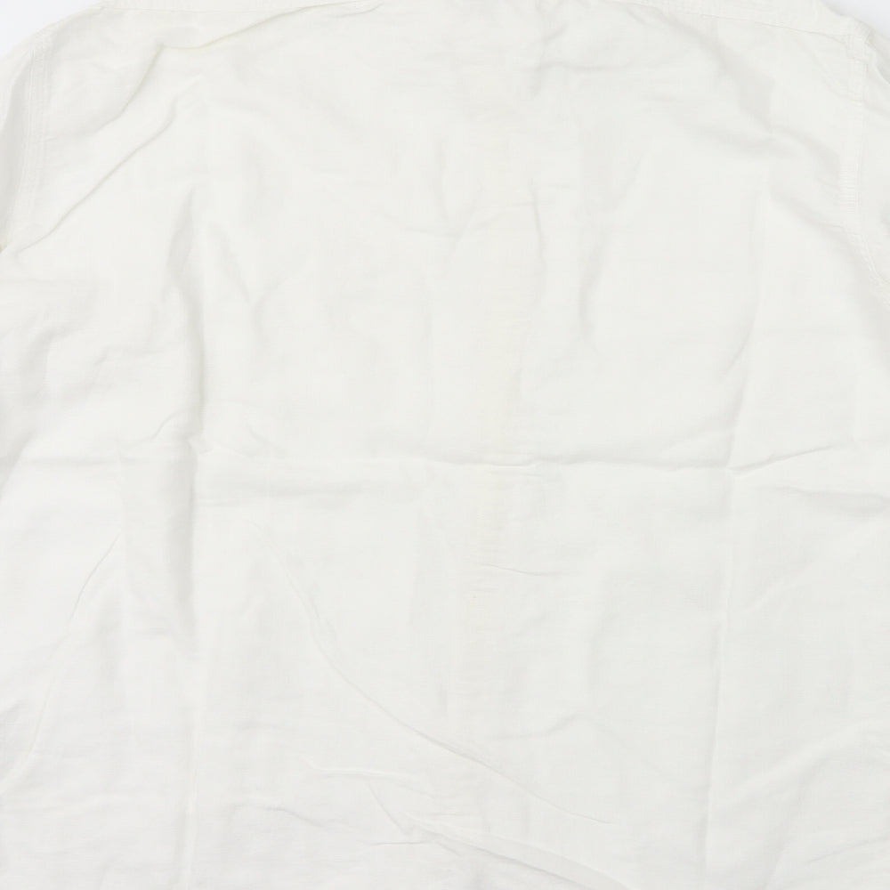 Ralph Lauren Mens White  Linen  Button-Up Size L Collared