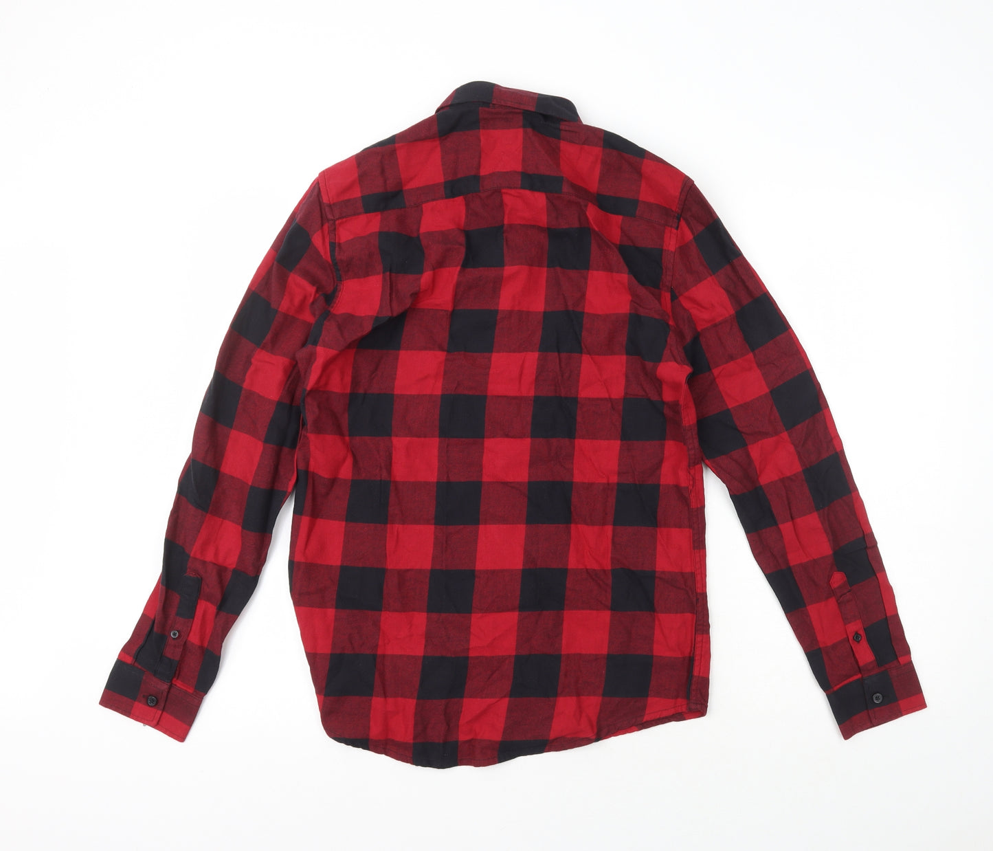 New Look Womens Red Check 100% Cotton Basic Button-Up Size S Collared