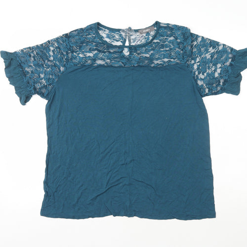 Studio Womens Blue  Polyester Basic Blouse Size 12 Crew Neck - Size 12/14