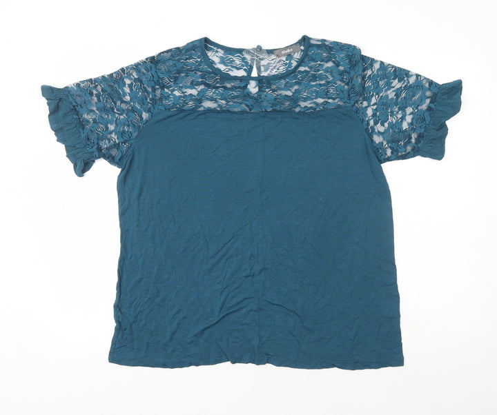 Studio Womens Blue  Polyester Basic Blouse Size 12 Crew Neck - Size 12/14