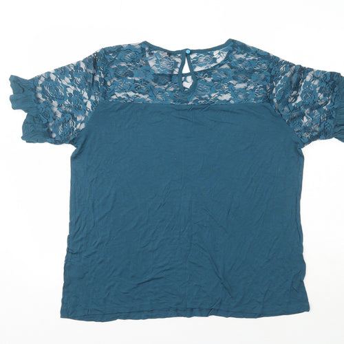 Studio Womens Blue  Polyester Basic Blouse Size 12 Crew Neck - Size 12/14