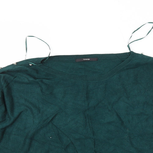 George Womens Green Scoop Neck  Viscose Pullover Jumper Size 12