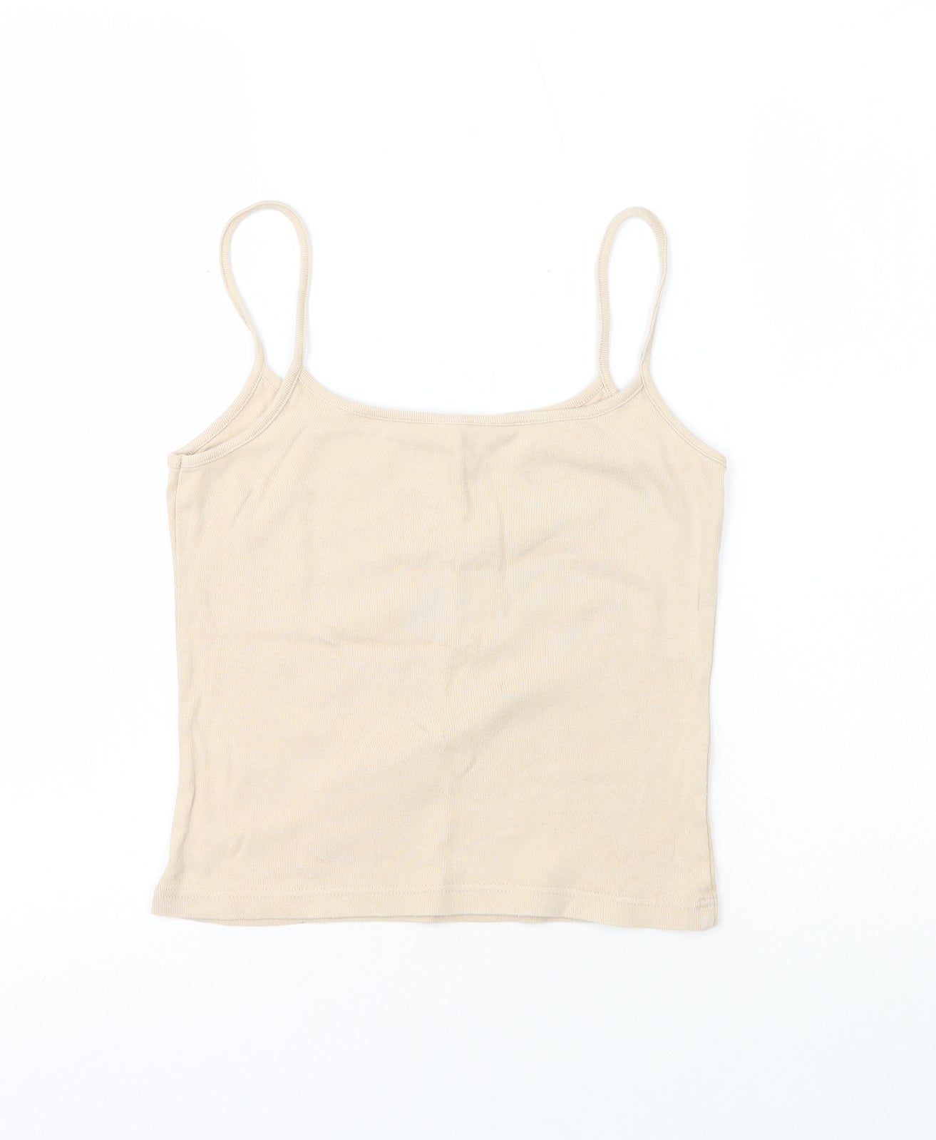 Topshop Womens Beige  100% Cotton Basic Tank Size 10 Boat Neck