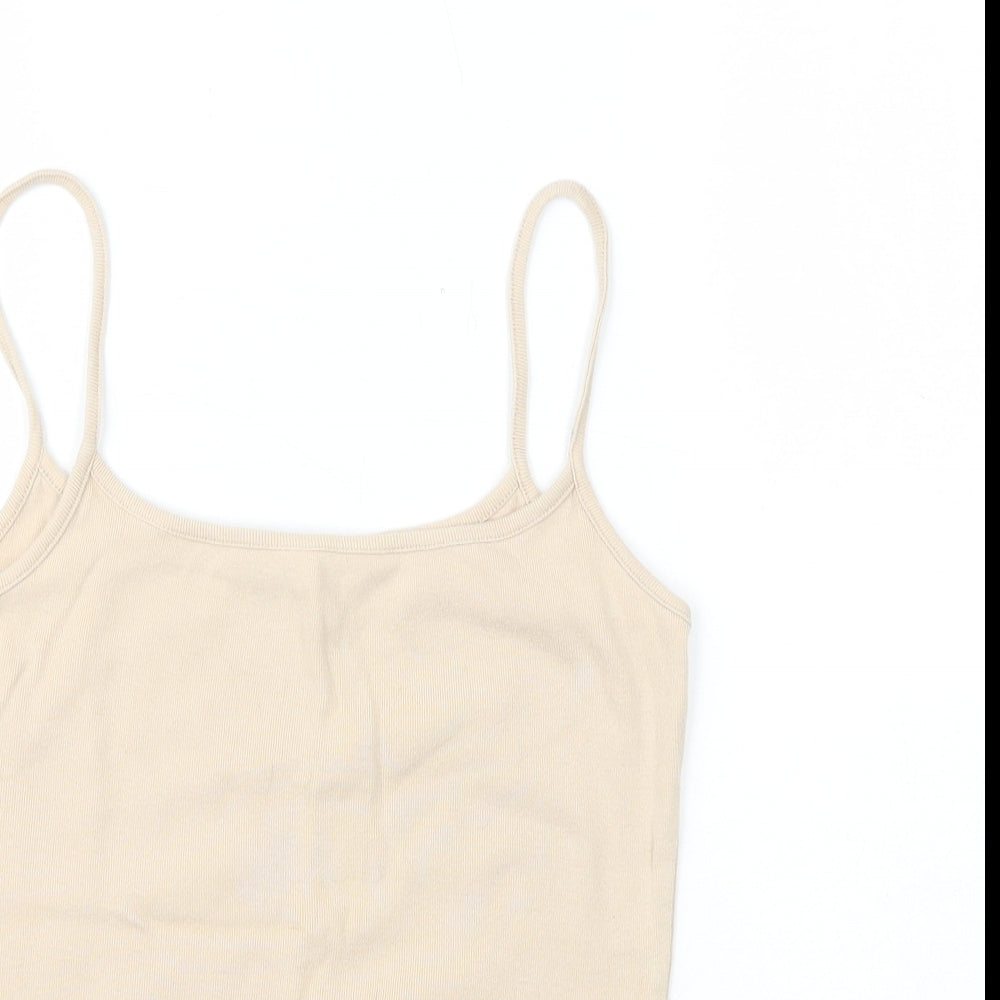 Topshop Womens Beige  100% Cotton Basic Tank Size 10 Boat Neck