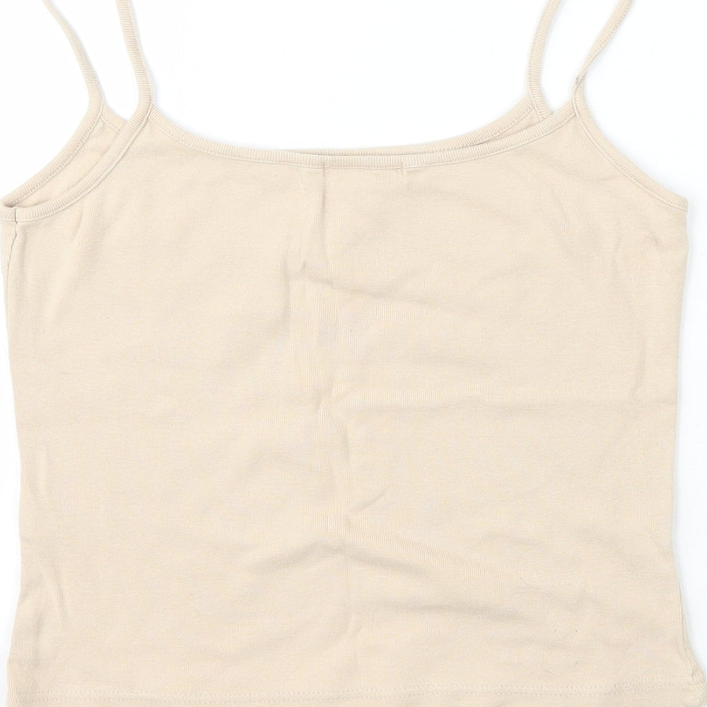 Topshop Womens Beige  100% Cotton Basic Tank Size 10 Boat Neck