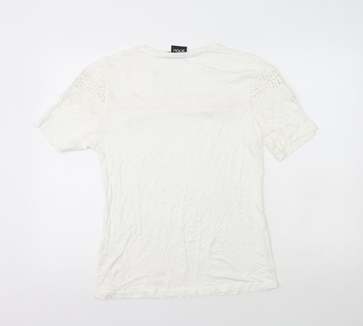 BEYOU Womens White  Viscose Basic T-Shirt Size 12 Crew Neck - Size 12/14