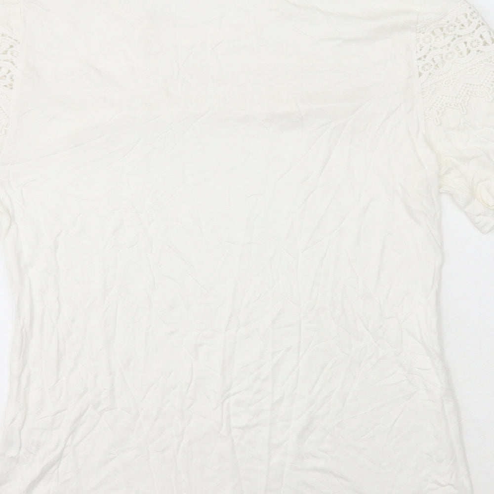 BEYOU Womens White  Viscose Basic T-Shirt Size 12 Crew Neck - Size 12/14