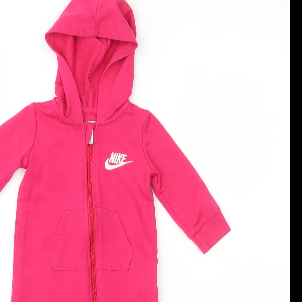 Nike Girls Pink  Cotton Babygrow One-Piece Size 6-9 Months