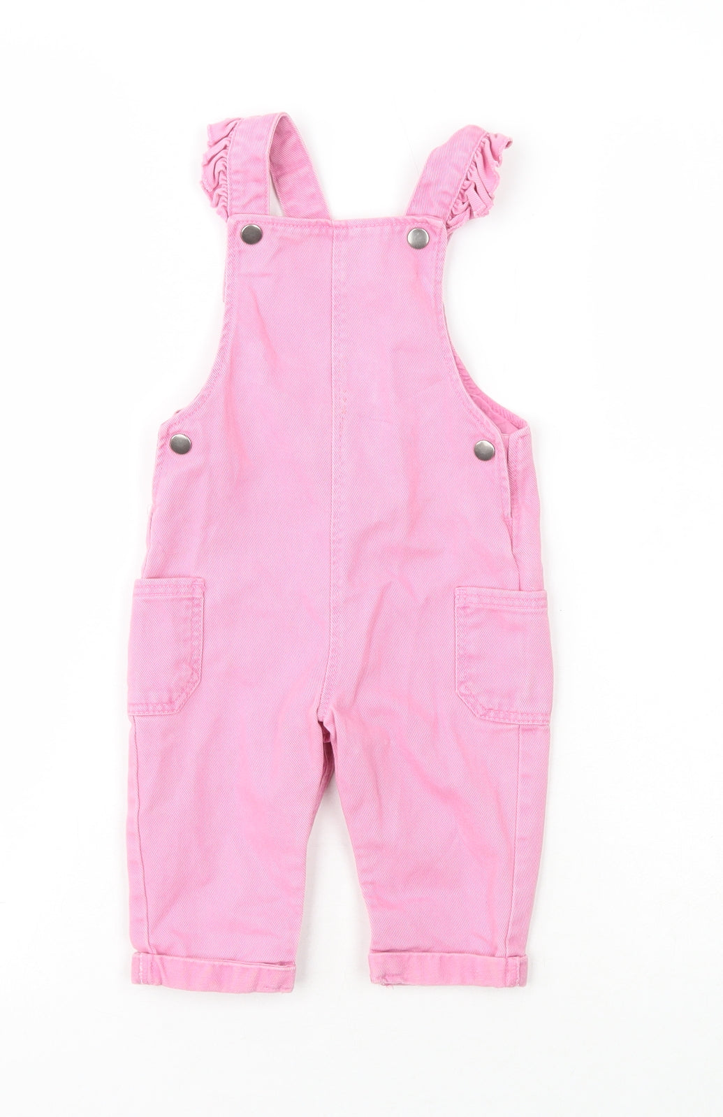 Marks and Spencer Girls Pink  100% Cotton Dungaree One-Piece Size 6-9 Months