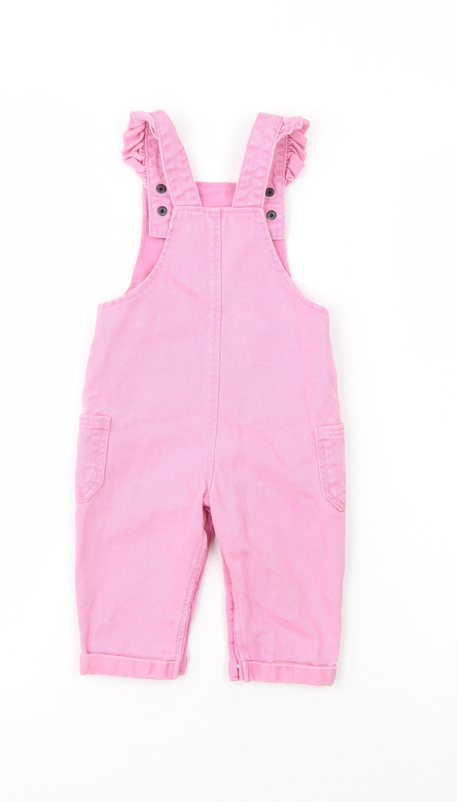 Marks and Spencer Girls Pink  100% Cotton Dungaree One-Piece Size 6-9 Months