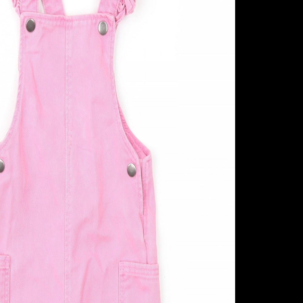 Marks and Spencer Girls Pink  100% Cotton Dungaree One-Piece Size 6-9 Months