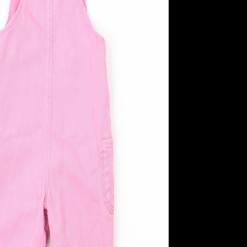 Marks and Spencer Girls Pink  100% Cotton Dungaree One-Piece Size 6-9 Months