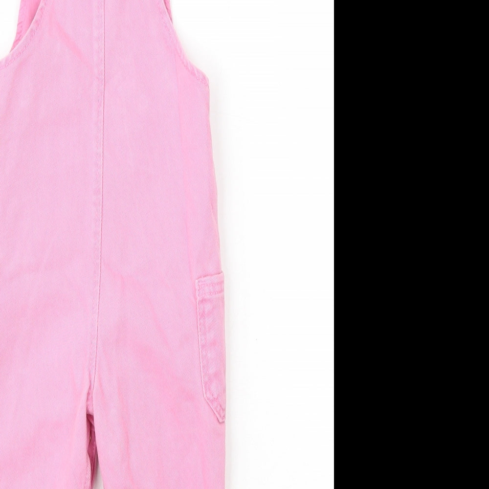 Marks and Spencer Girls Pink  100% Cotton Dungaree One-Piece Size 6-9 Months