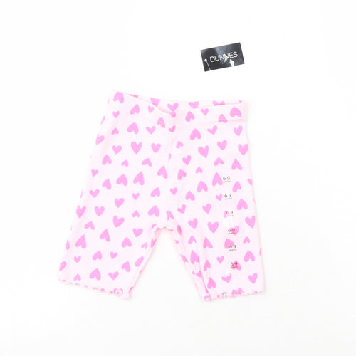 Dunnes Girls Pink  Cotton Sweatpants Leggings Size 6-9 Months   - Hearts