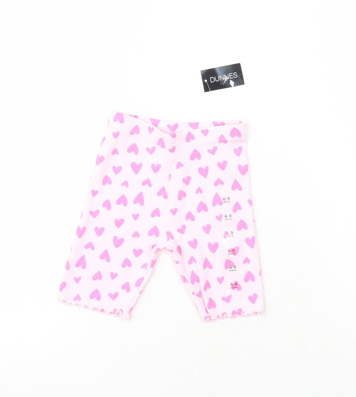 Dunnes Girls Pink  Cotton Sweatpants Leggings Size 6-9 Months   - Hearts