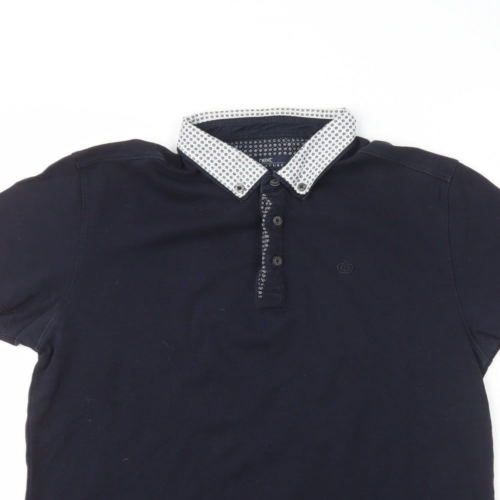 Next  Mens Blue  Cotton  T-Shirt Size M Collared