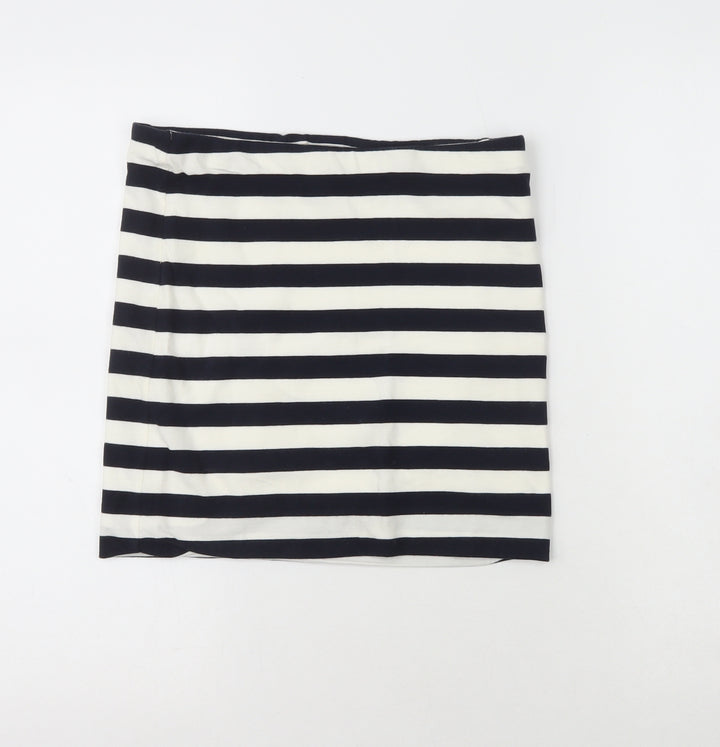 Basic Womens Blue Striped Cotton Straight & Pencil Skirt Size 6
