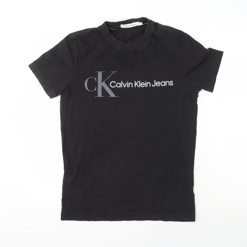 Calvin Klein Mens Black  Cotton  T-Shirt Size M Crew Neck