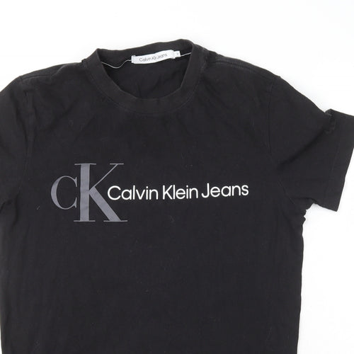 Calvin Klein Mens Black  Cotton  T-Shirt Size M Crew Neck