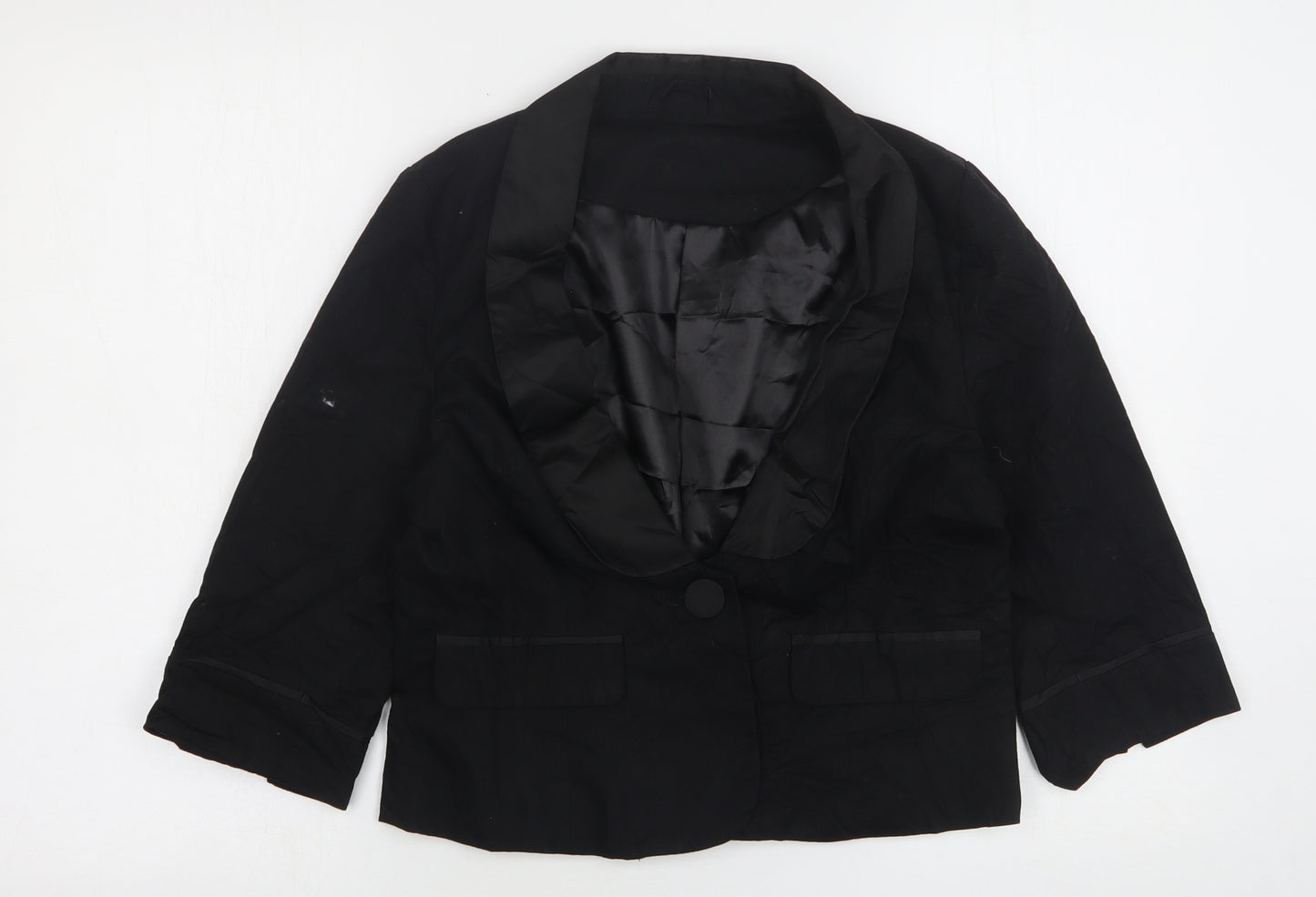 New Look Womens Black  Cotton Jacket Suit Jacket Size 14