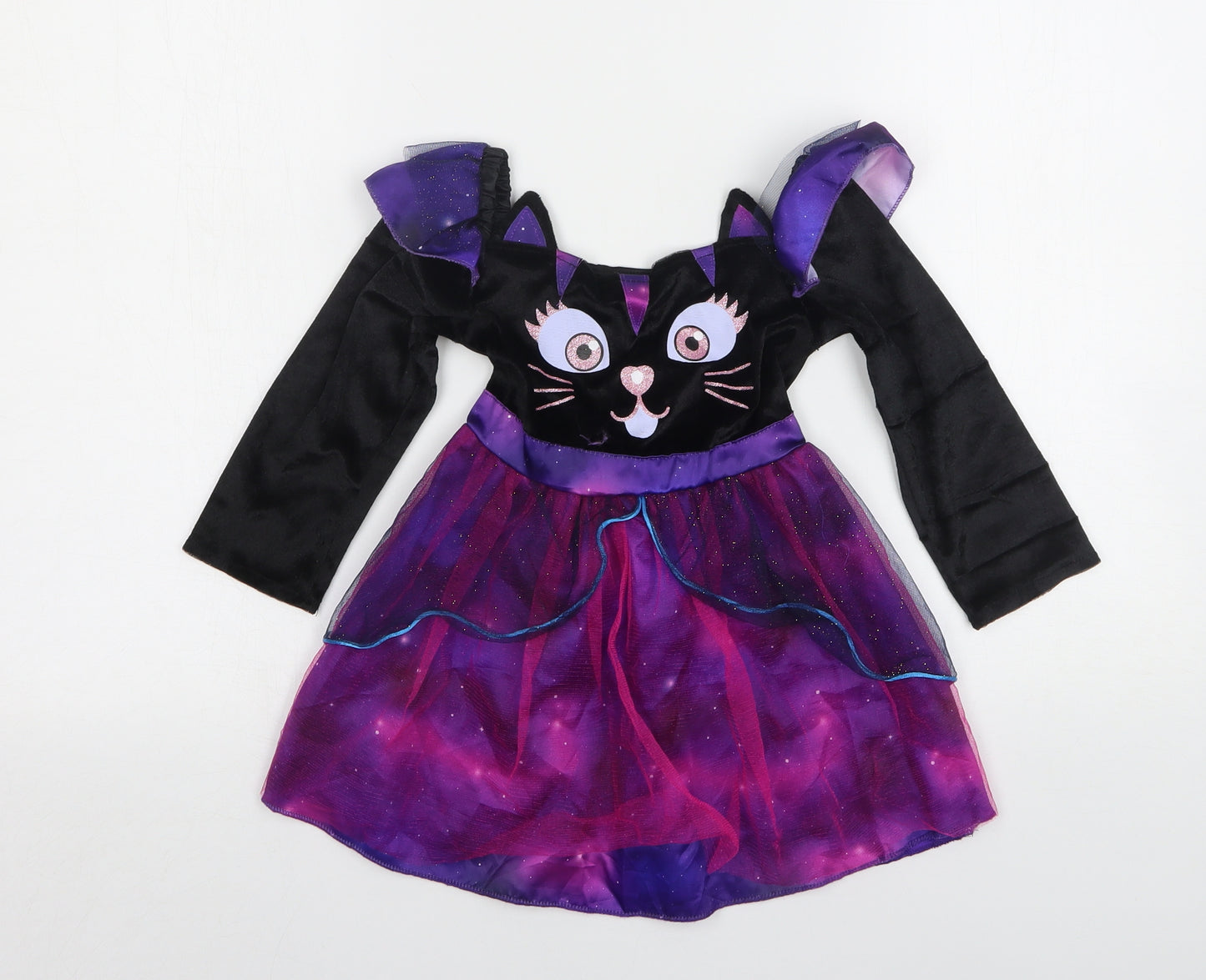 B&M Girls Multicoloured Geometric Polyester A-Line  Size 2-3 Years  Square Neck  - Halloween