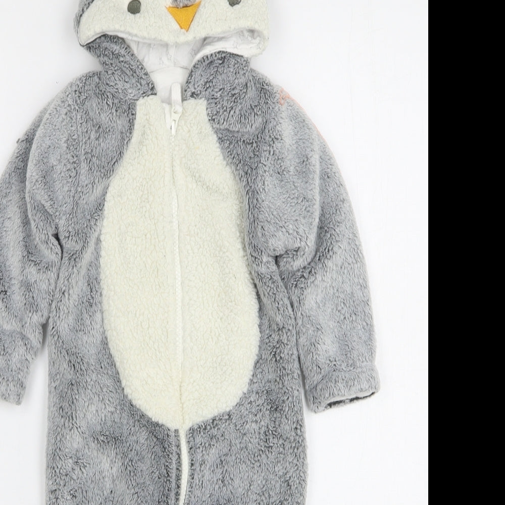 Nutmeg Baby Grey Solid Polyester Kaftan One Piece Size 12-18 Months