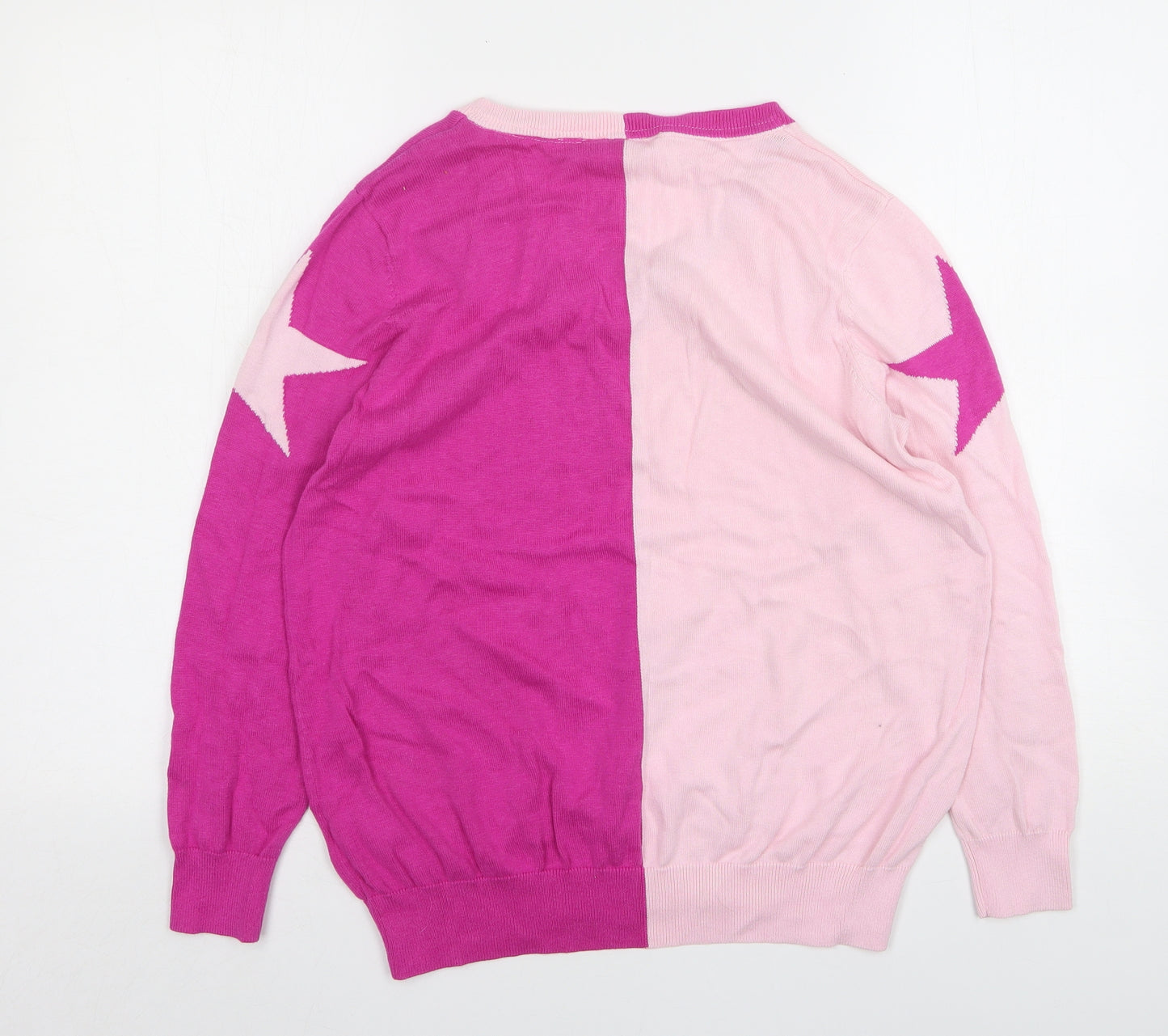 Dannii minogue Womens Pink V-Neck  Cotton Pullover Jumper Size L