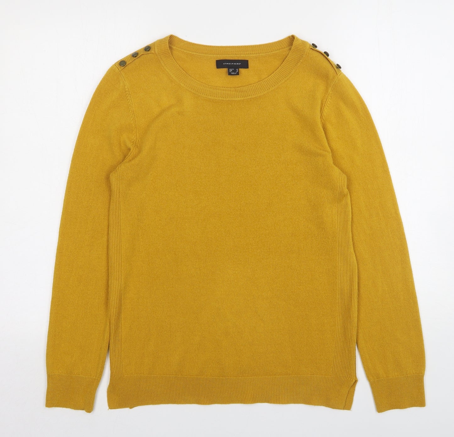 Atmosphere Womens Yellow Round Neck  Acrylic Pullover Jumper Size 12