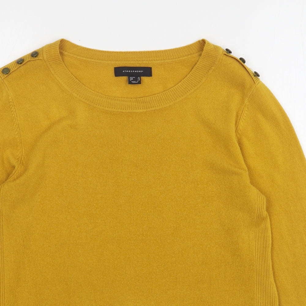 Atmosphere Womens Yellow Round Neck  Acrylic Pullover Jumper Size 12