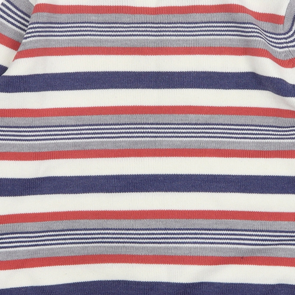 Isle Essentials  Womens Multicoloured V-Neck Striped Acrylic Pullover Jumper Size 14