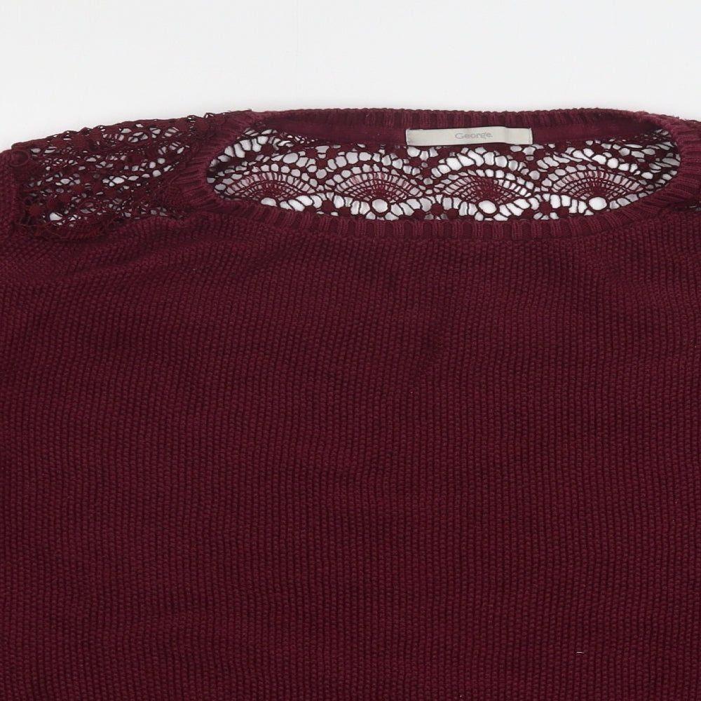 George Womens Purple Round Neck  Acrylic Pullover Jumper Size 20