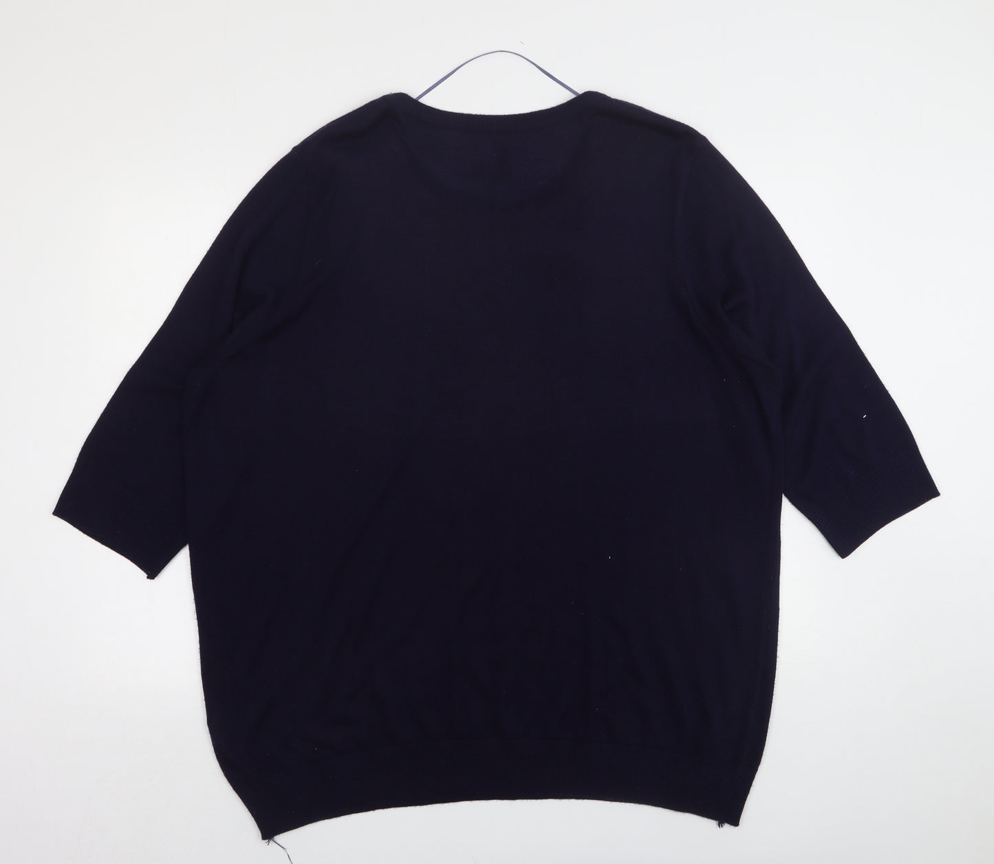 Yours Womens Blue Round Neck  Acrylic Pullover Jumper Size 26