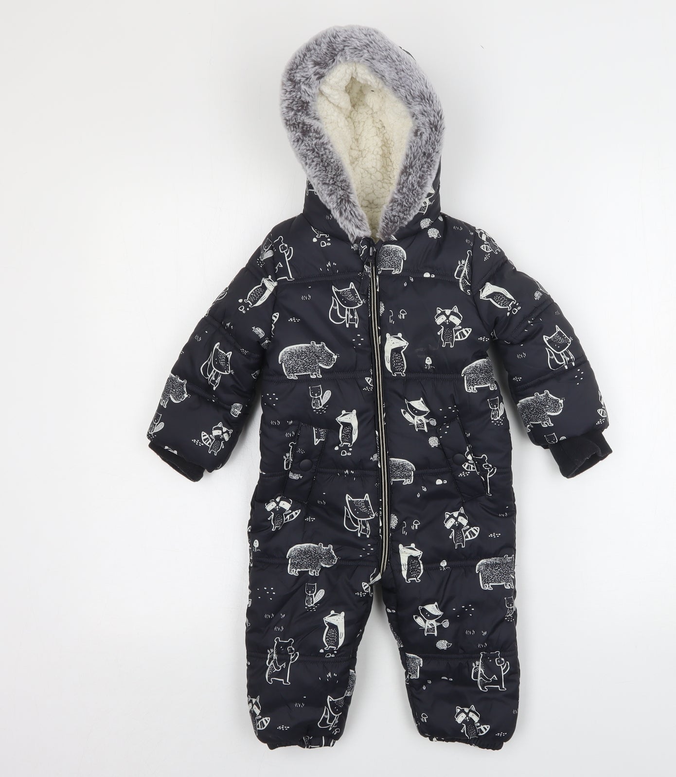 George Boys Grey Geometric  Rain Coat Snowsuit Size 12-18 Months