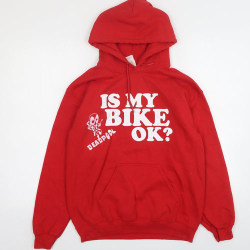 Gildan Mens Red  Cotton Pullover Hoodie Size S   - Deadpool