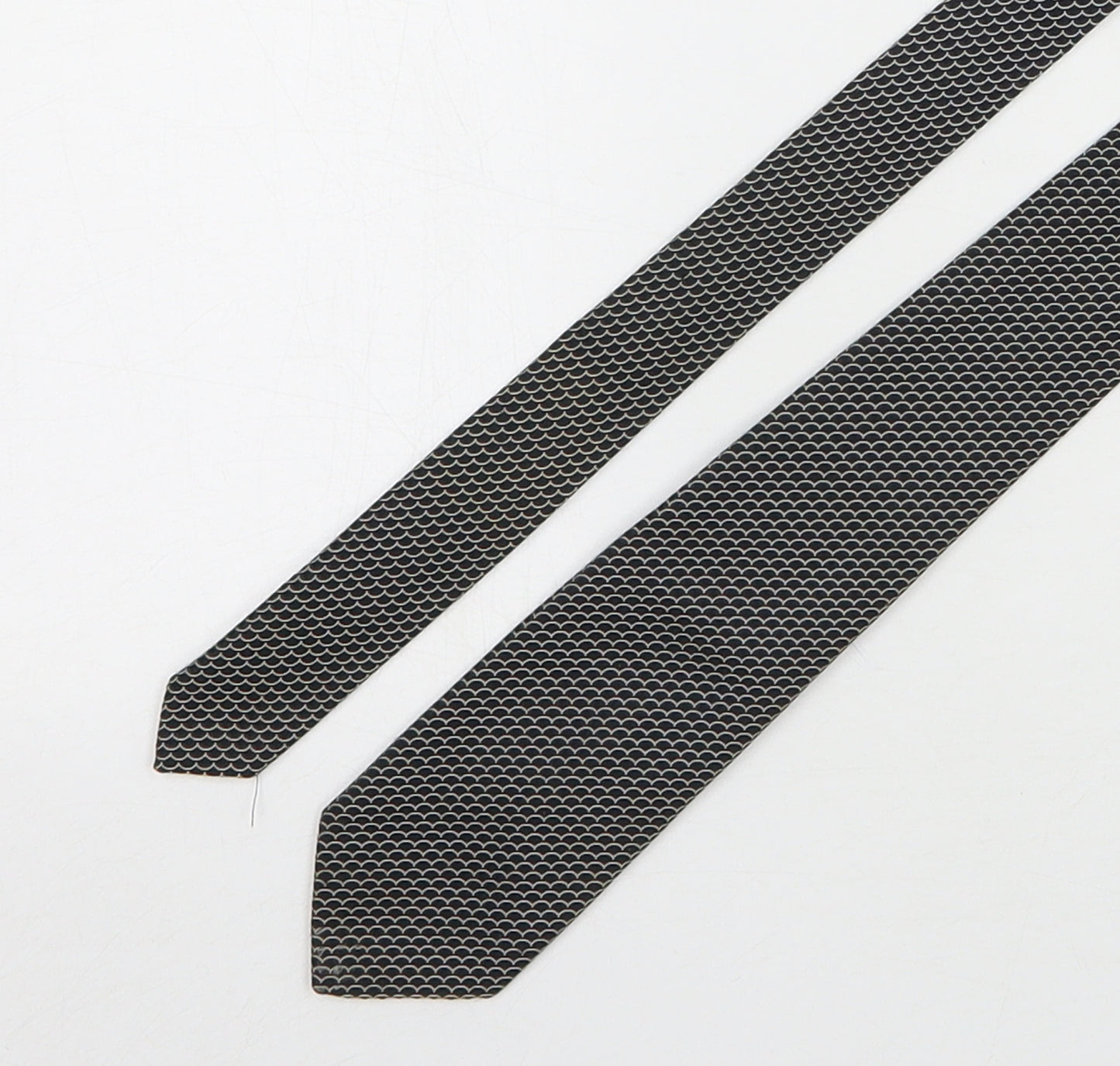 John Collier  Mens Black Geometric Polyester Pointed Tie One Size