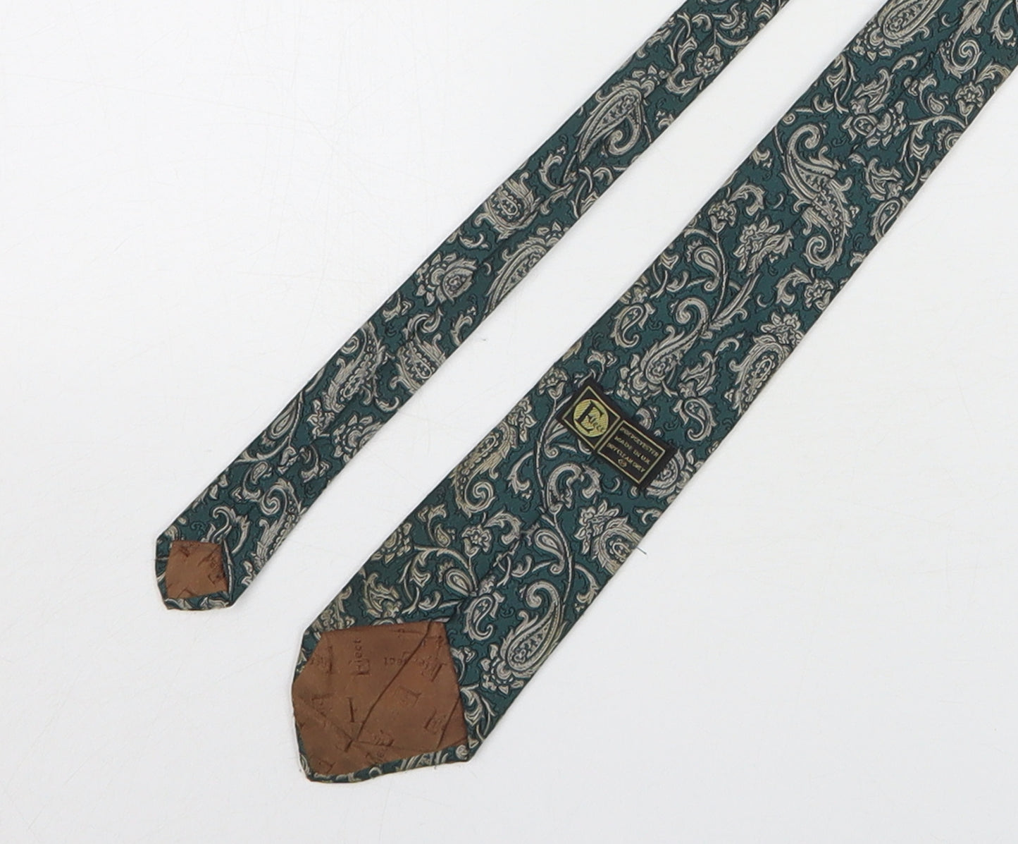 Preworn Mens Green Paisley Polyester Pointed Tie One Size