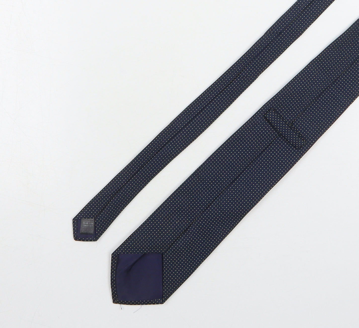 Marks and Spencer Mens Blue Plaids & Checks Polyester Pointed Tie One Size