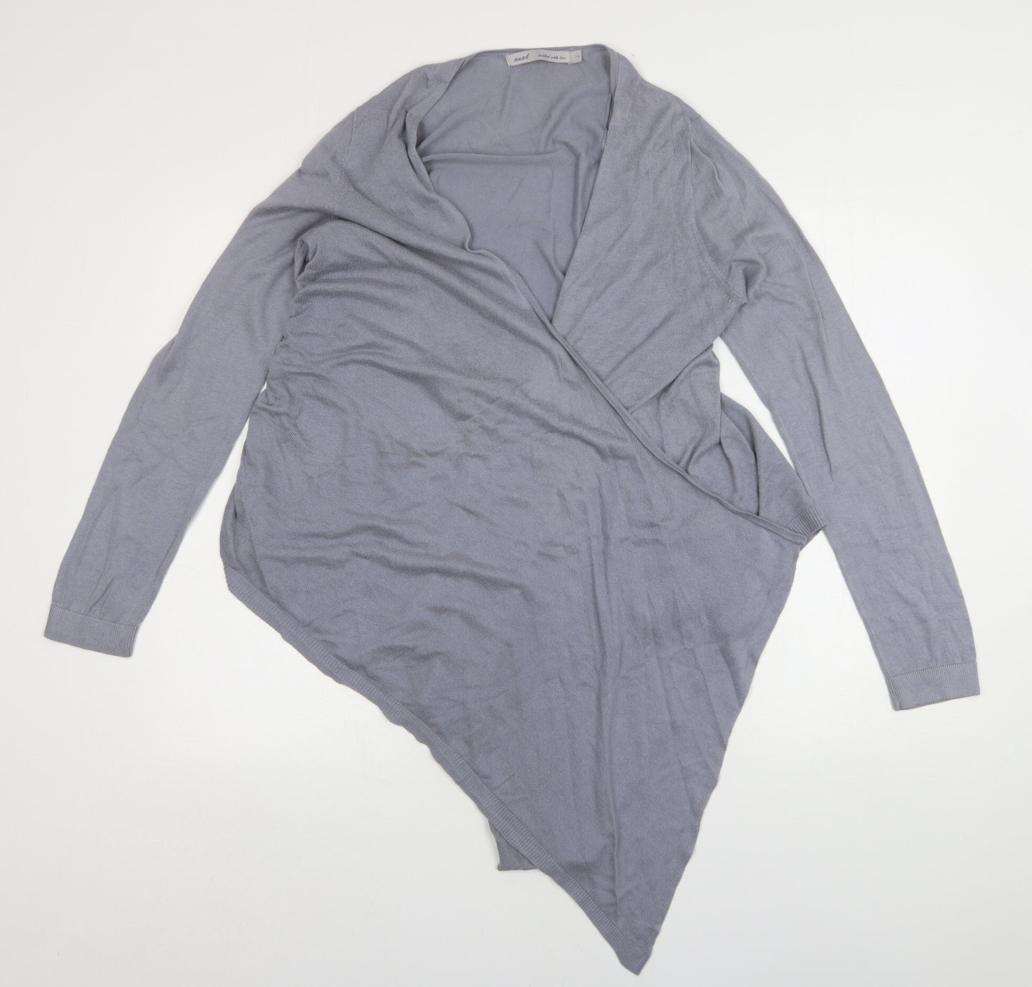 NEXT Womens Grey V-Neck  Viscose Cardigan Jumper Size 14