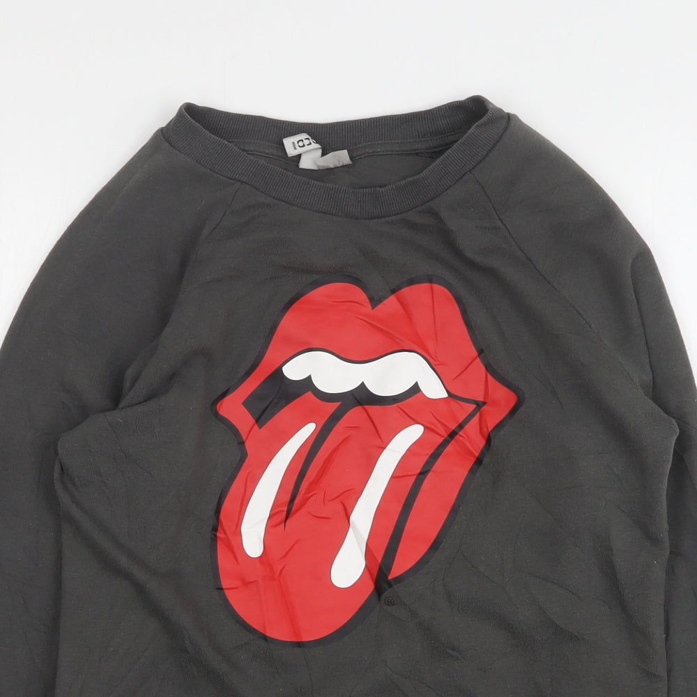 H&M Womens Grey  Cotton Pullover Sweatshirt Size S   - The Rolling Stones