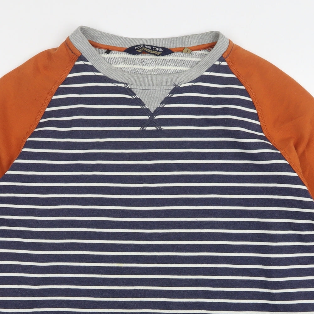 Duck And Cover  Mens Multicoloured Striped Polyester Pullover Sweatshirt Size L