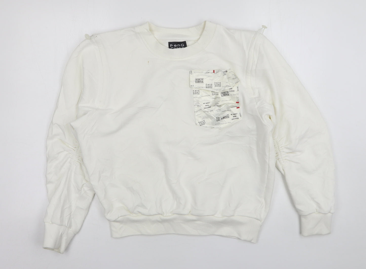 Feng Chen Wang Womens White  Cotton Pullover Sweatshirt Size XS
