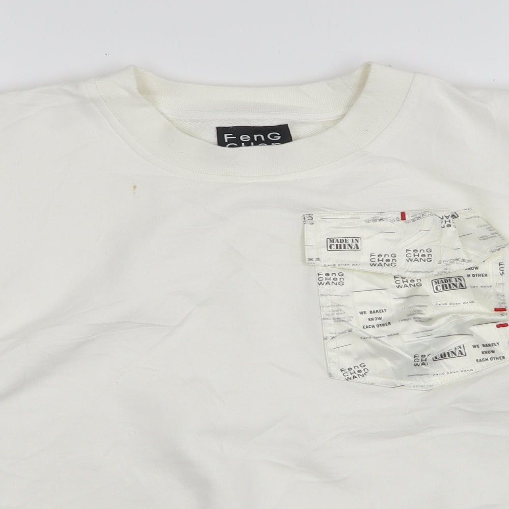 Feng Chen Wang Womens White  Cotton Pullover Sweatshirt Size XS