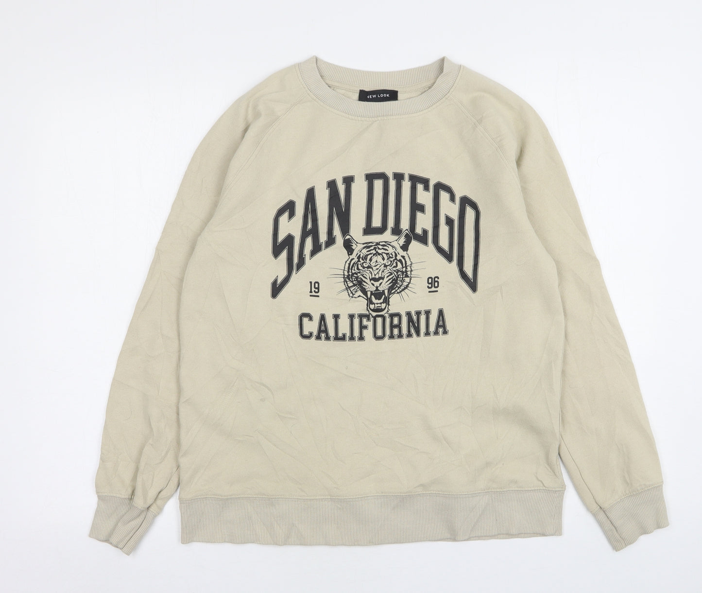 New Look Womens Beige  Cotton Pullover Sweatshirt Size S