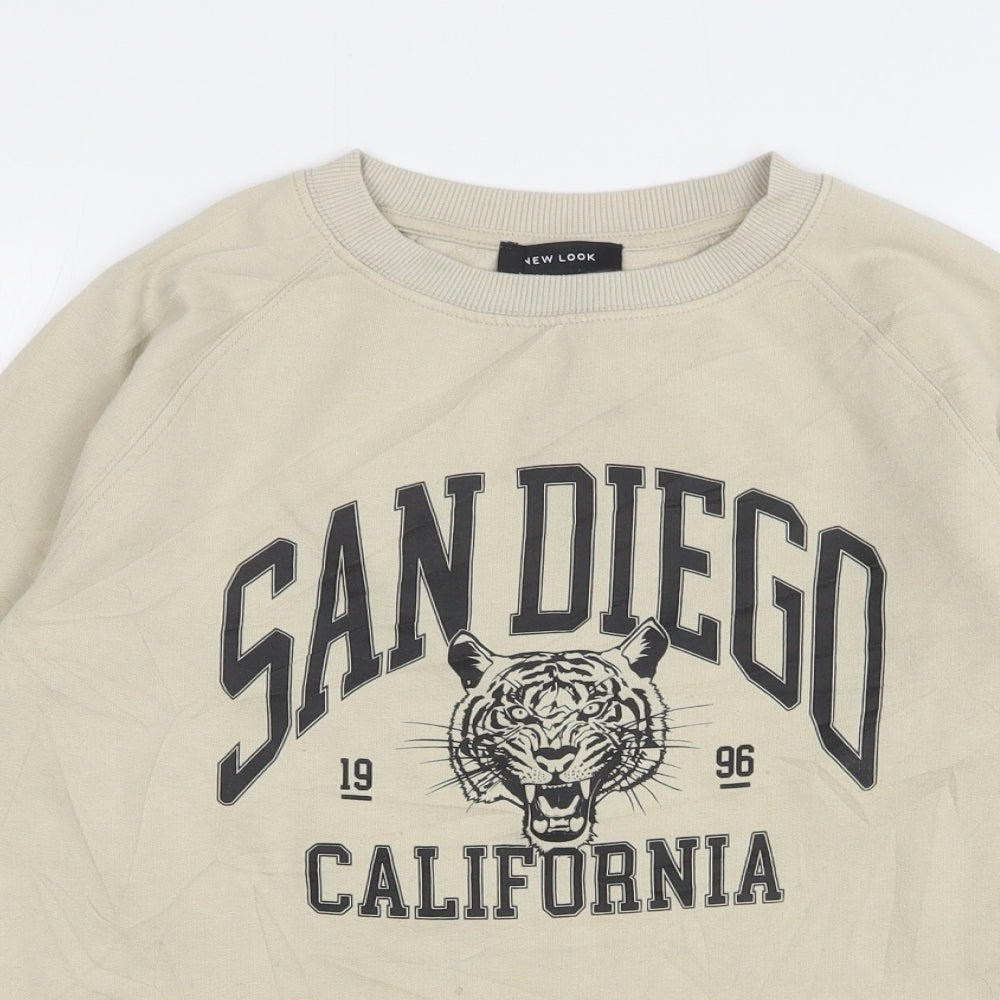 New Look Womens Beige  Cotton Pullover Sweatshirt Size S